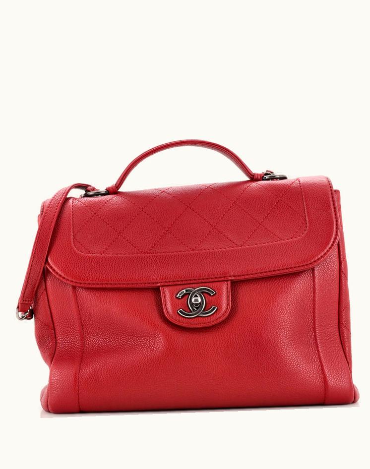 Chanel Chanel CC Top Handle Bag Quilted Caviar Medium