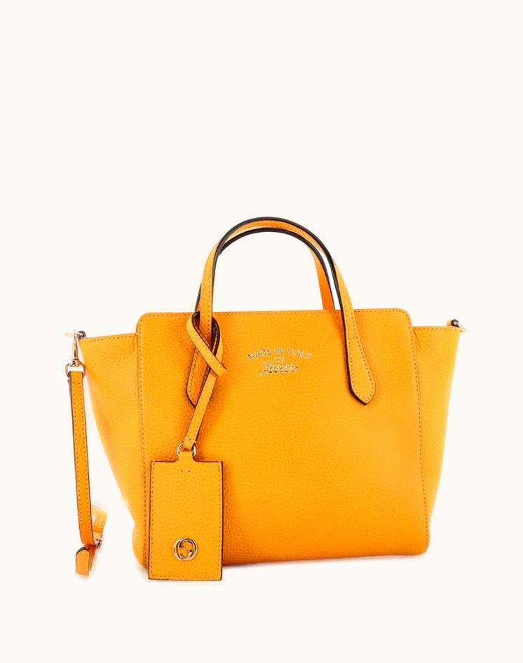 Gucci Gucci Swing Tote Leather Mini Handbag Yellow