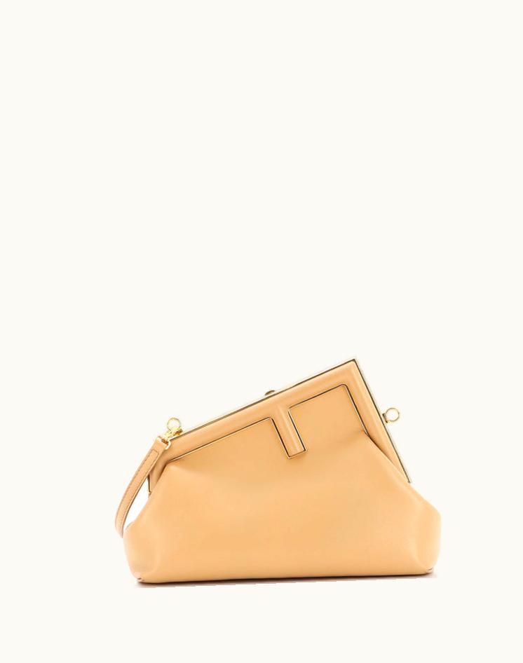 Fendi Fendi First Bag Leather Small Neutral Gold