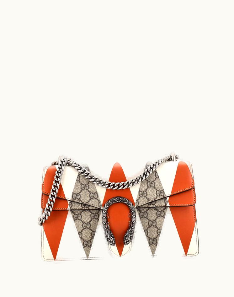 Gucci Gucci Dionysus Bag Colorblock Leather And GG Coated Canvas Small