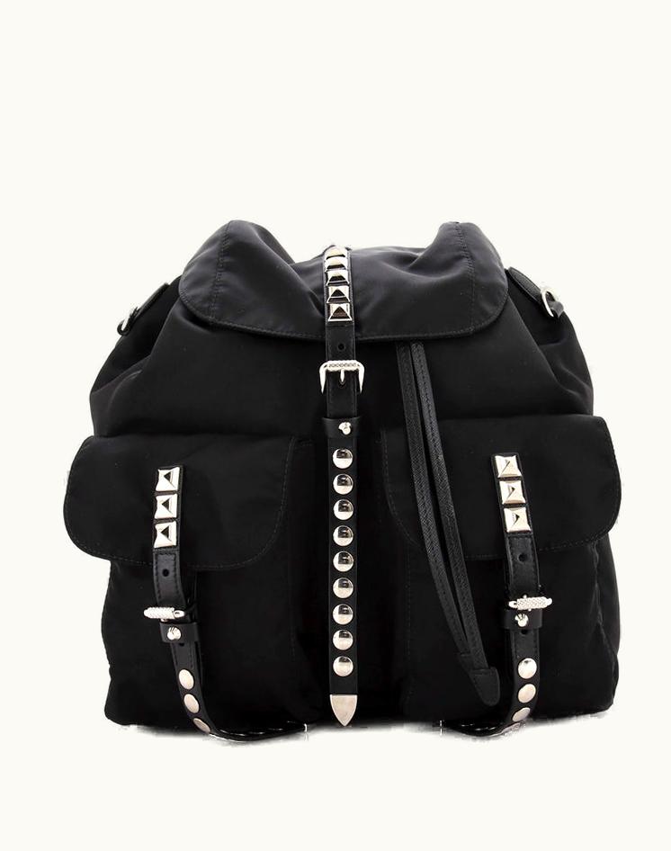 Prada Prada New Vela Backpack Tessuto With Studded Leather