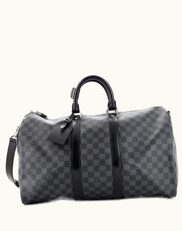 Louis Vuitton Louis Vuitton Keepall Bandouliere Bag Damier Graphite 45 Coated Canvas Black
