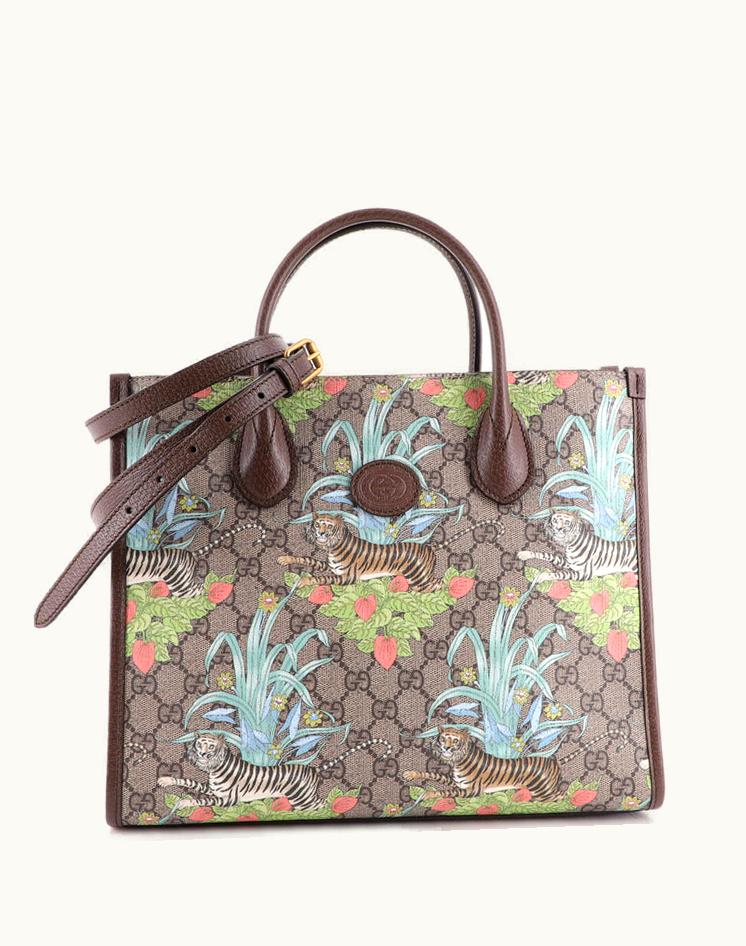 Gucci Gucci 202293/132 Interlocking G Tote Small Brown Printed GG Coated Canvas And Leather Aged Gold