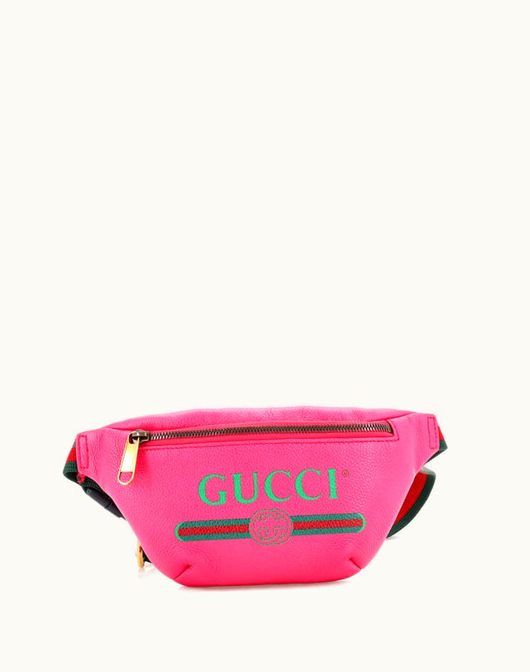 Gucci Gucci Logo Belt Bag Printed Leather Small Shoulder Bag Pink