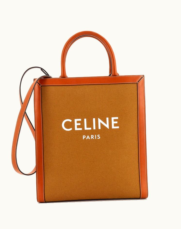 Celine Celine 208648/330 Vertical Cabas Tote Canvas With Leather Small Brown