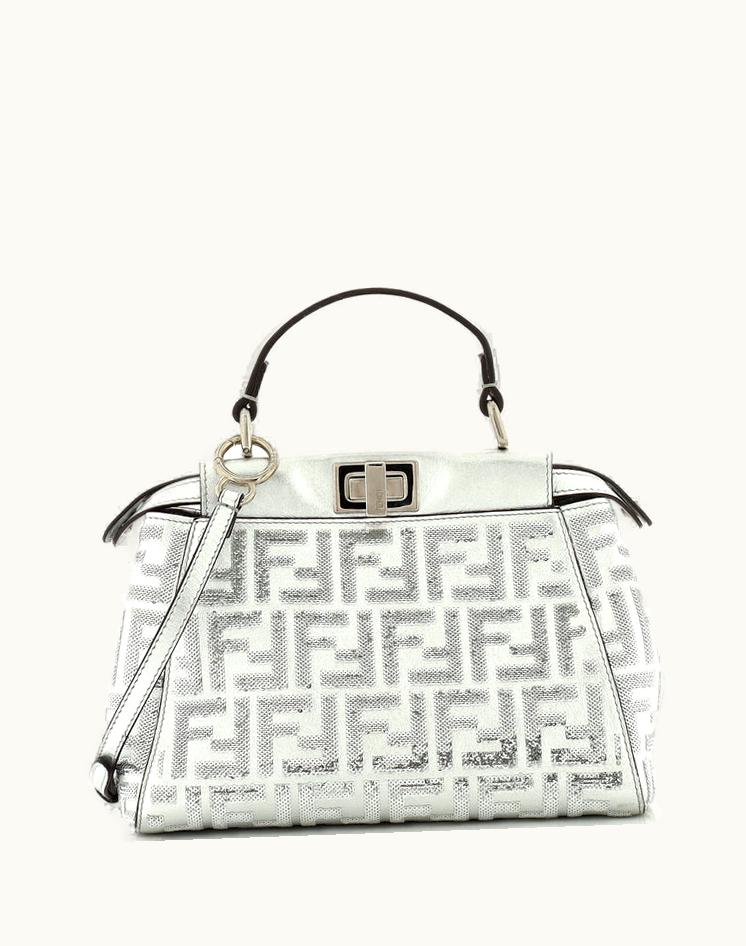 Fendi Fendi Peekaboo Bag Sequin Embellished Zucca Leather