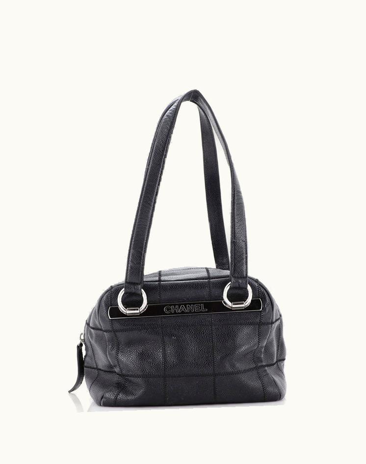 Chanel Chanel Square Stitch Bowler Bag Quilted Caviar Small