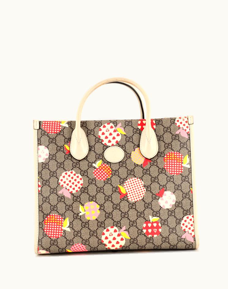 Gucci Gucci Structured Top Handle Open Tote Printed GG Coated Canvas Small