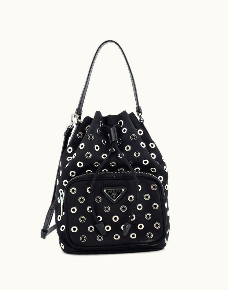 Prada Prada Grommet Drawstring Bucket Bag Tessuto Medium