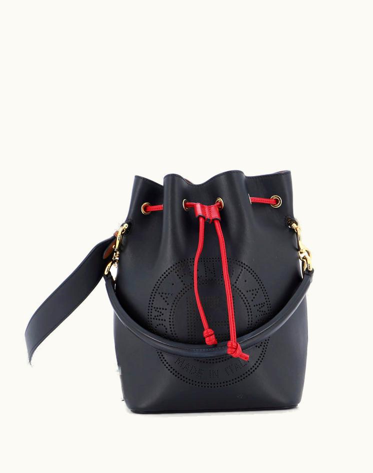 Fendi Fendi Mon Tresor Bucket Bag Perforated Leather Small Black-Gold