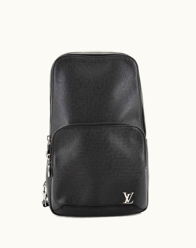 Louis Vuitton Louis Vuitton Avenue Sling Bag Taiga Leather Black Silver