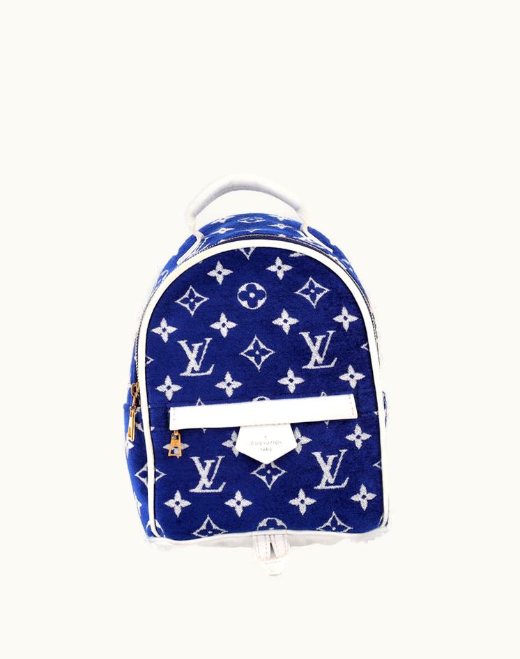 Louis Vuitton Louis Vuitton Palm Springs Backpack Lv Match Monogram Jacquard Velvet Mini Blue Gold
