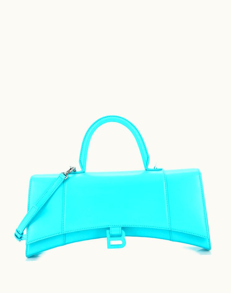 Balenciaga Balenciaga Hourglass Stretch Top Handle Bag Blue Leather
