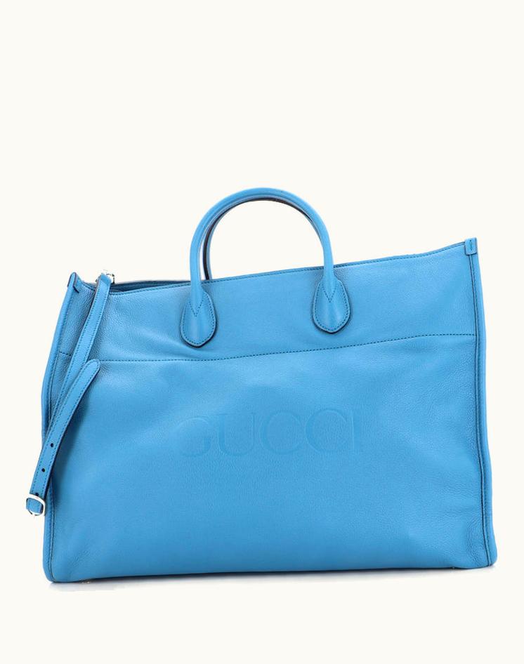 Gucci Gucci Logo Tote Embossed Leather Large