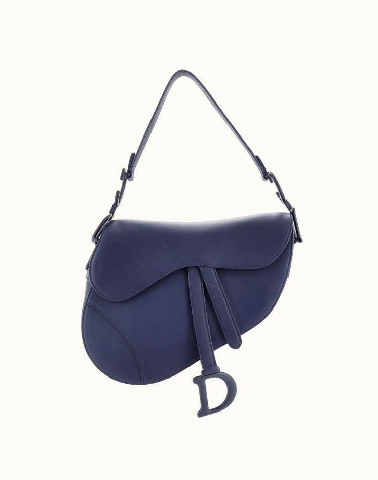 Dior Christian Dior Ultra Matte Saddle Handbag Leather Medium Blue