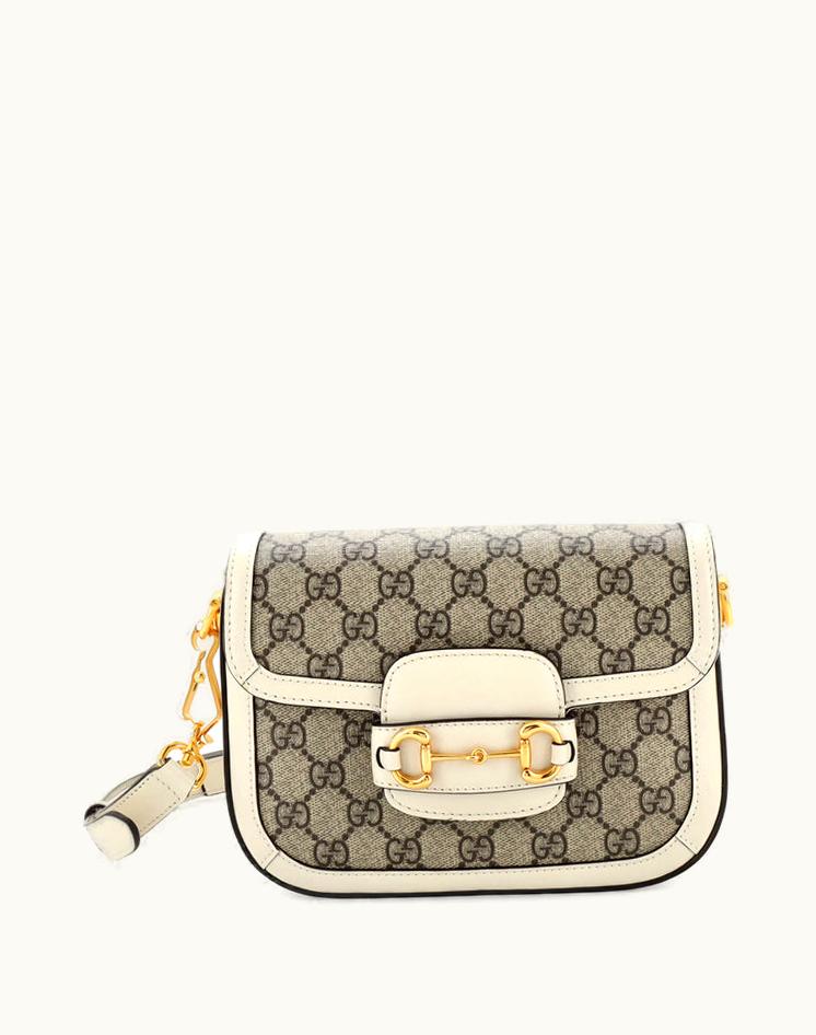 Gucci Gucci Horsebit 1955 Mini Shoulder Bag GG Coated Canvas Brown