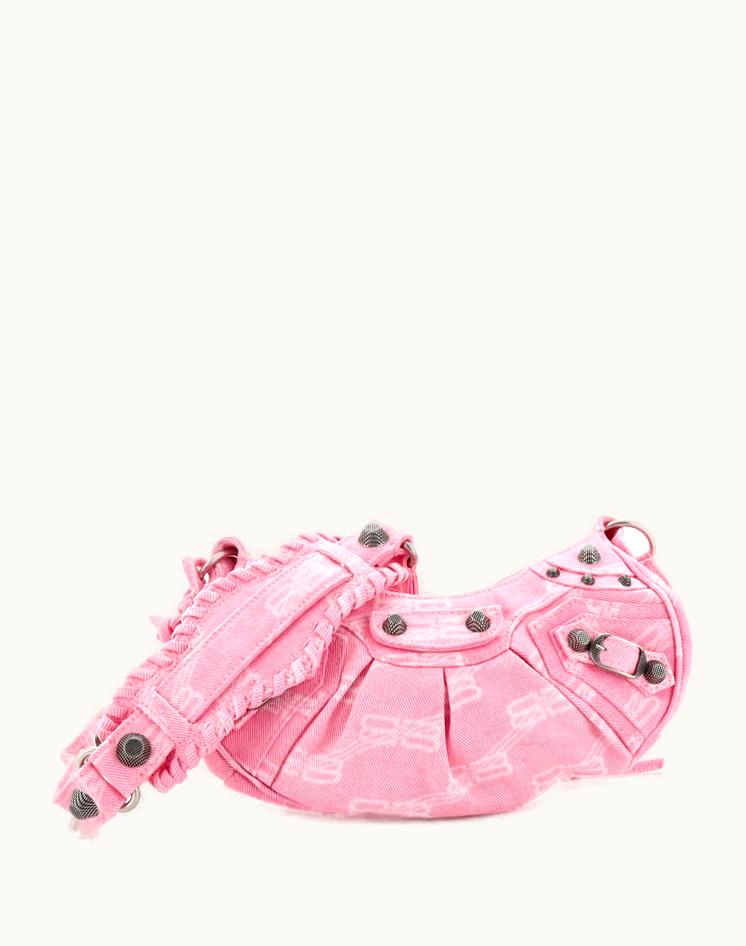 Balenciaga Balenciaga Le Cagole Giant Studs Shoulder Bag BB Denim XS Pink Silver
