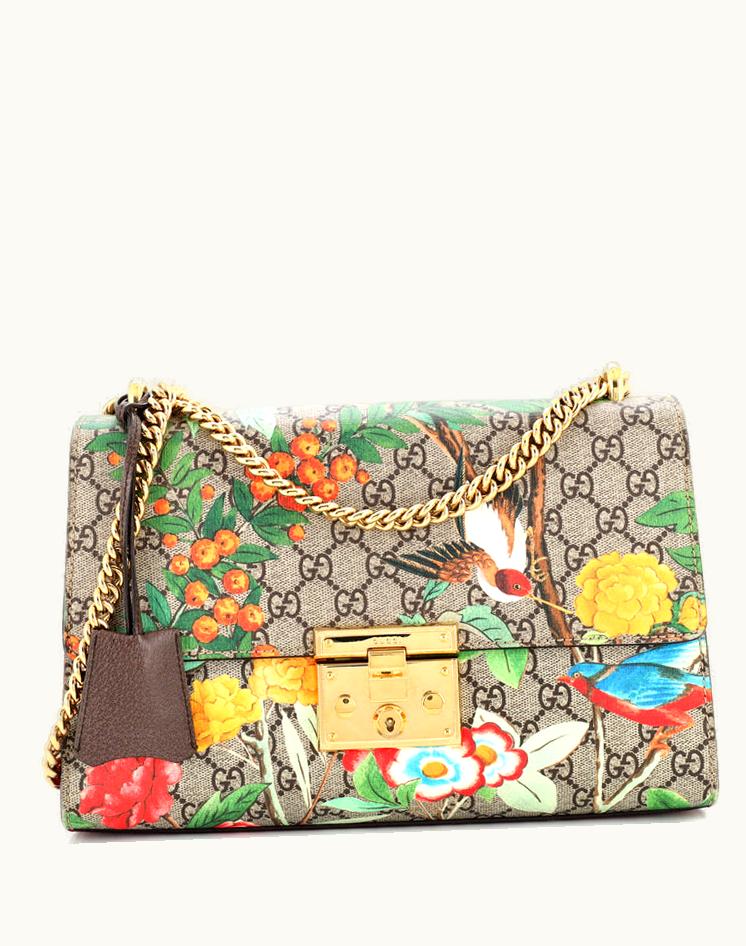 Gucci Gucci Padlock Shoulder Bag Tian Print GG Coated Canvas Medium Brown
