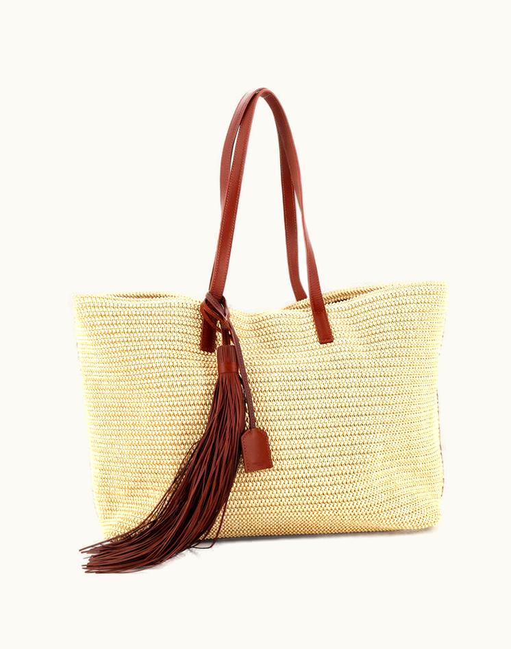 Saint Laurent Saint Laurent Shopper Tote Woven Raffia East West