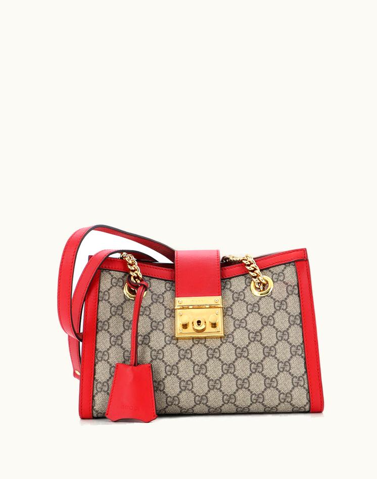 Gucci Gucci Padlock Chain Tote GG Coated Canvas Small