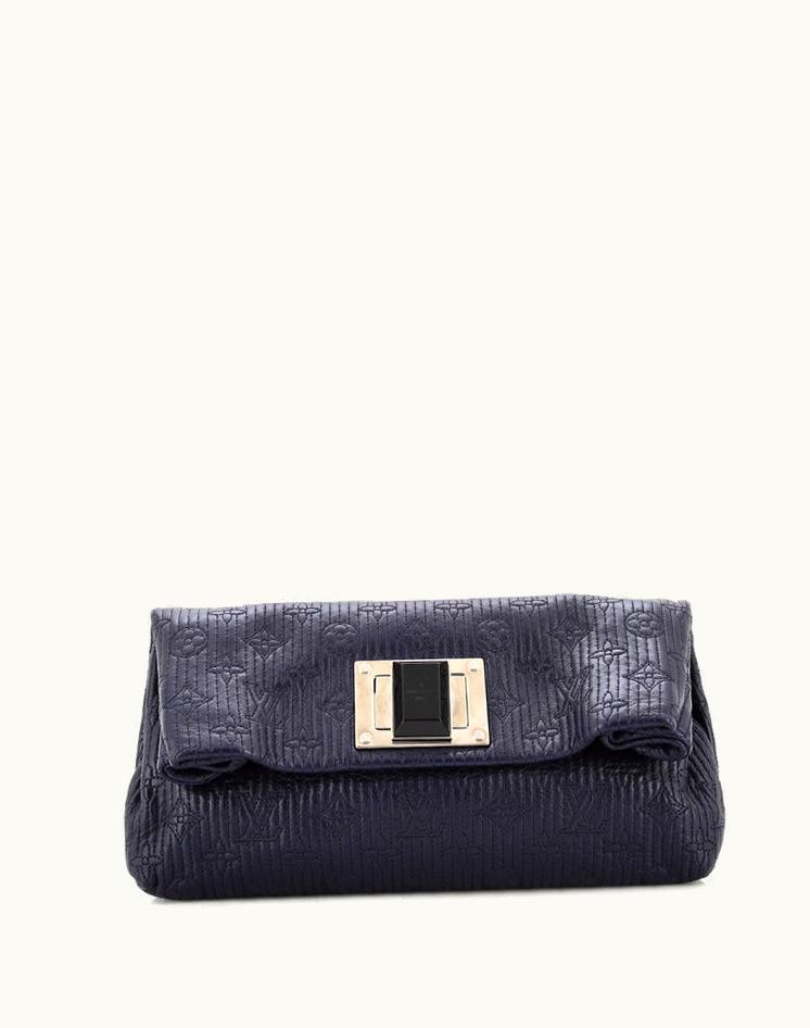 Louis Vuitton Louis Vuitton Altair Clutch Quilted Monogram Leather Blue Silver