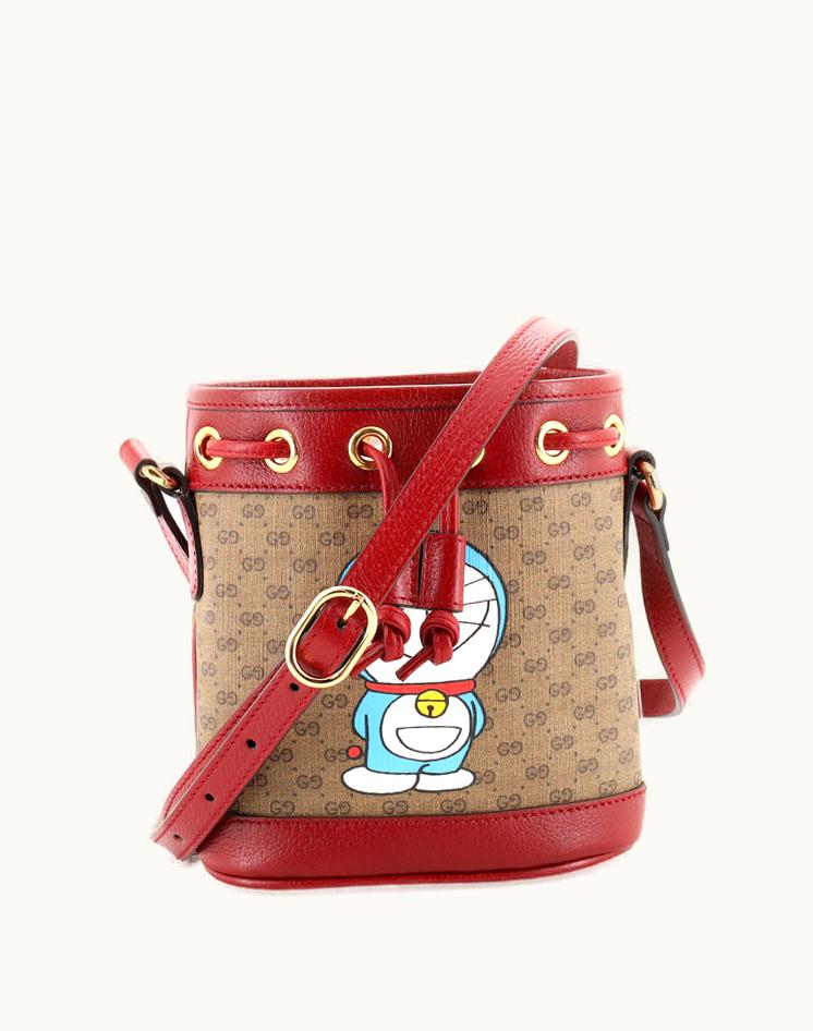 Gucci Gucci Doraemon Bucket Bag Mini GG Coated Canvas Mini Brown