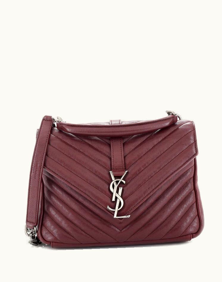 Saint Laurent Saint Laurent Classic Monogram College Bag Matelasse Chevron Leather Medium Red