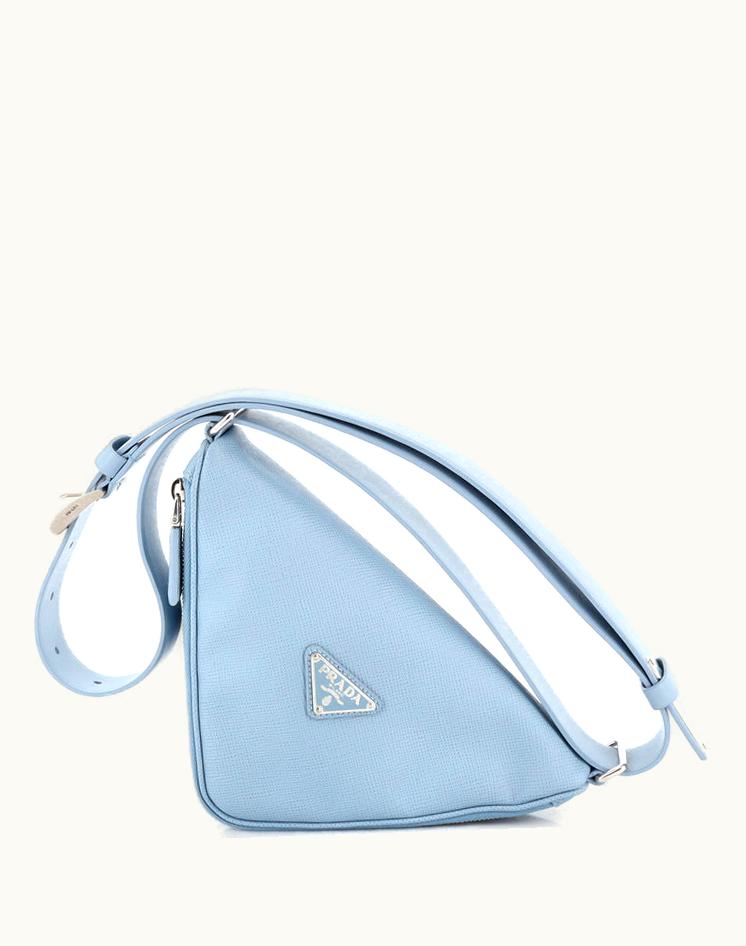 Prada Prada Triangle Logo Zip Around Shoulder Bag Saffiano Leather