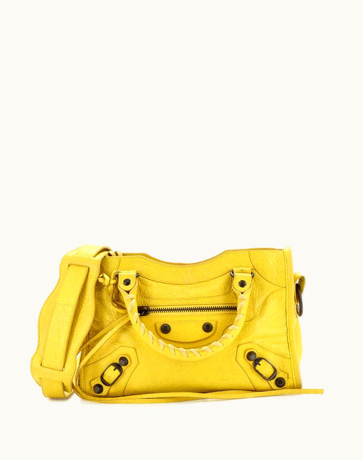 Balenciaga Balenciaga City Classic Studs Bag Leather Mini Yellow