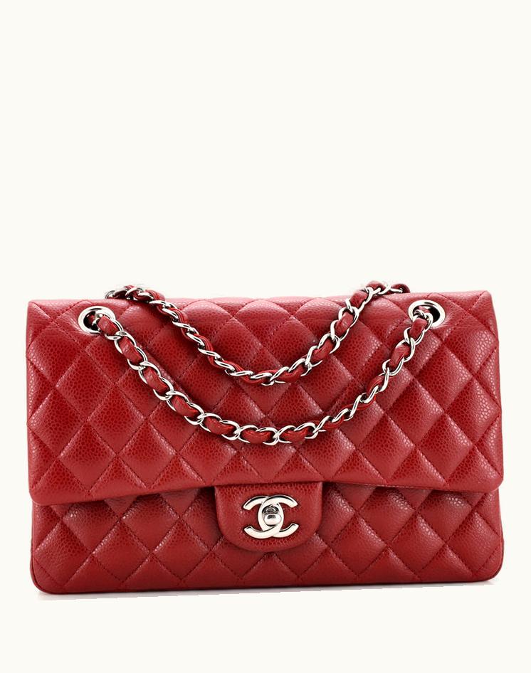 Chanel Chanel Classic Double Flap Bag Quilted Caviar Medium in Vibrant Red
