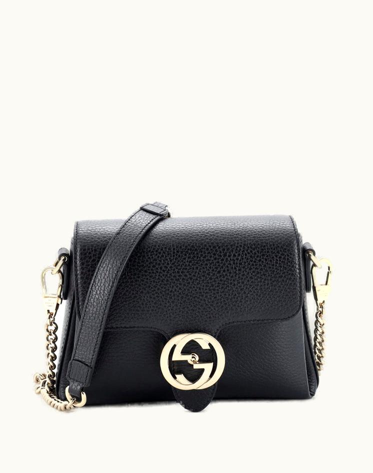 Gucci Gucci Small Interlocking Chain Crossbody Bag Outlet Leather Black