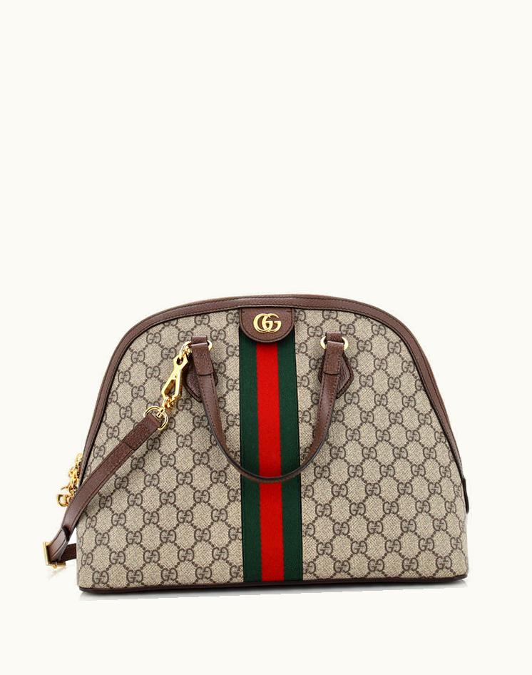 Gucci Gucci Ophidia Dome Top Handle Bag GG Coated Canvas Medium in Brown