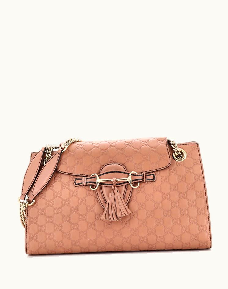 Gucci Gucci Emily Chain Flap Shoulder Bag Guccissima Leather Large Neutral Beige