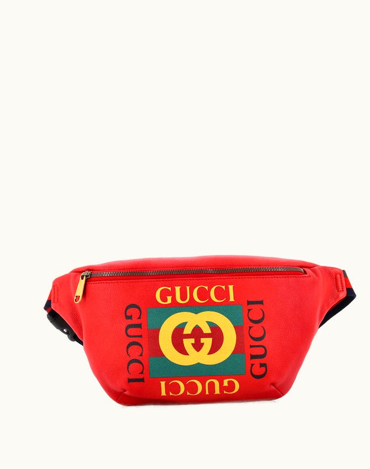 Gucci Gucci Logo Belt Bag Printed Leather Medium Red