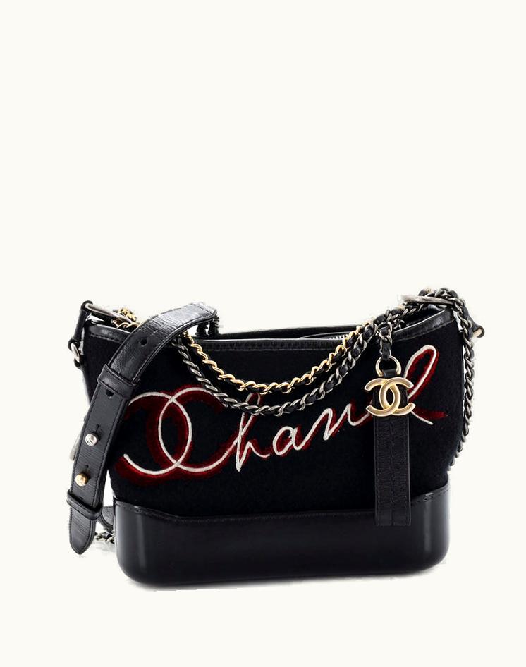 Chanel Chanel Paris-Hamburg Gabrielle Hobo Embroidered Wool And Calfskin Small