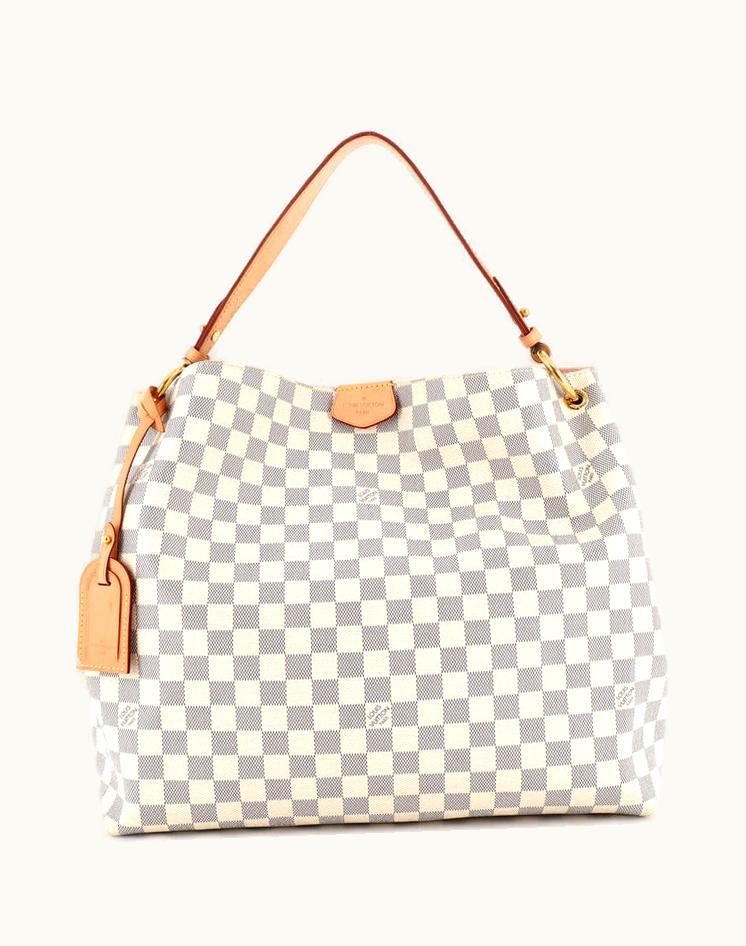 Louis Vuitton Louis Vuitton Graceful Handbag Damier MM White Canvas Gold