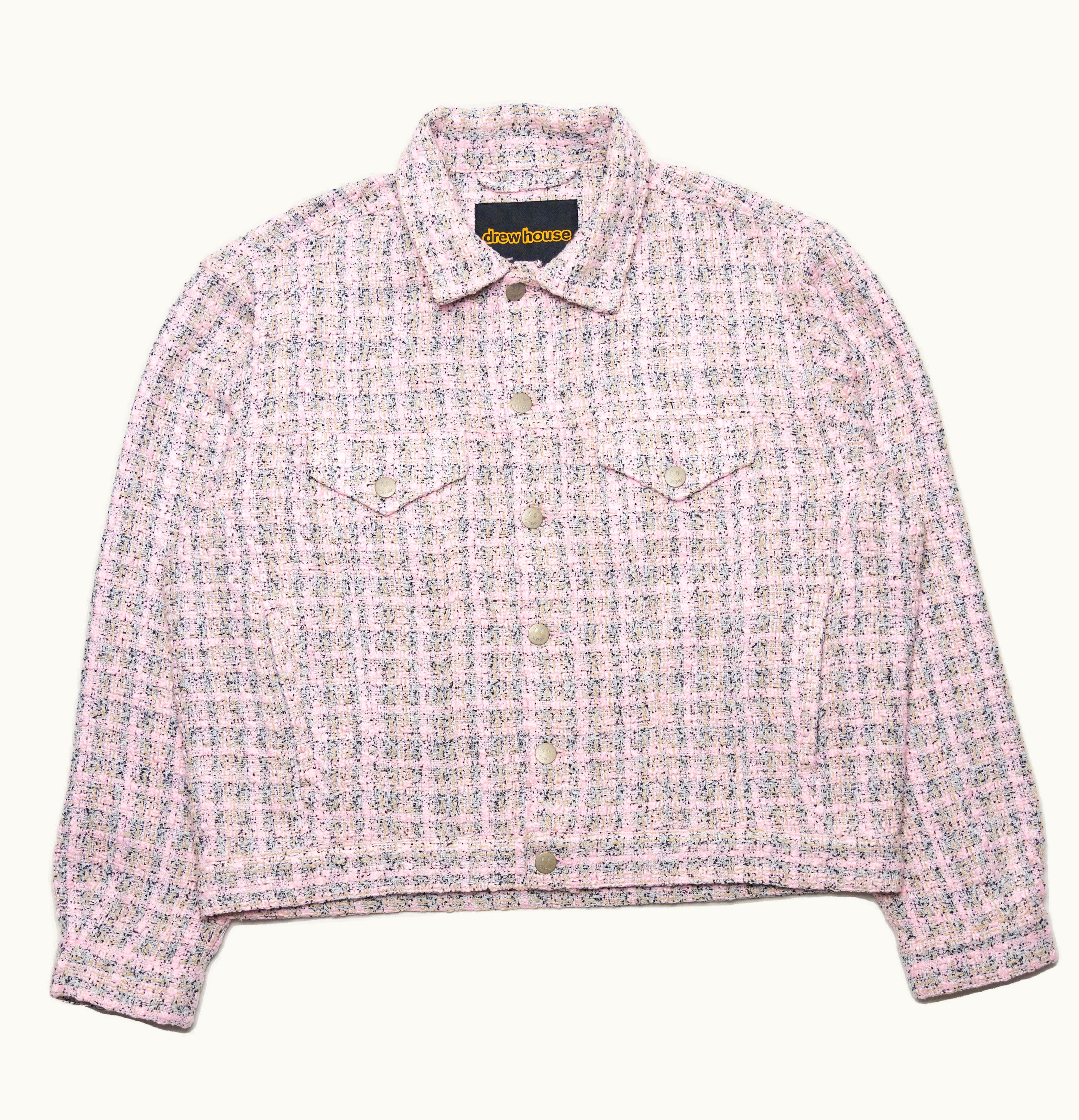 drew house drew house boucle mascot oversized trucker jacket pink