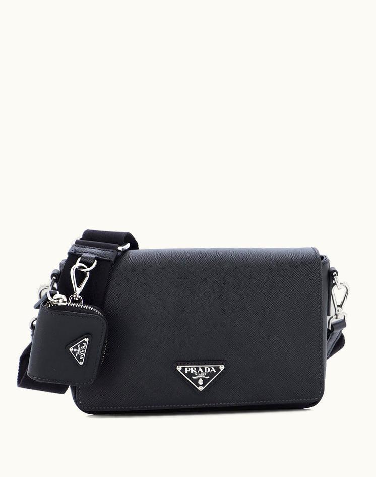 Prada Prada Flap Messenger Bag Saffiano Leather