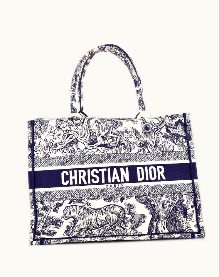 Dior Dior Book Tote Embroidered Canvas Medium Blue Luxury Tote