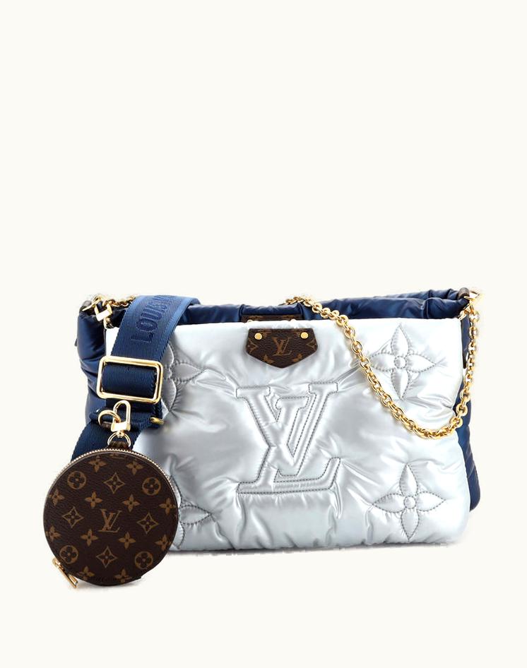 Louis Vuitton Louis Vuitton Maxi Multi Pochette Accessoires Monogram Quilted Econyl Nylon Chain Bag Blue & Silver