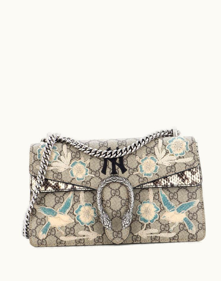 Gucci Gucci Mlb Dionysus Bag Embroidered GG Coated Canvas With Python Small