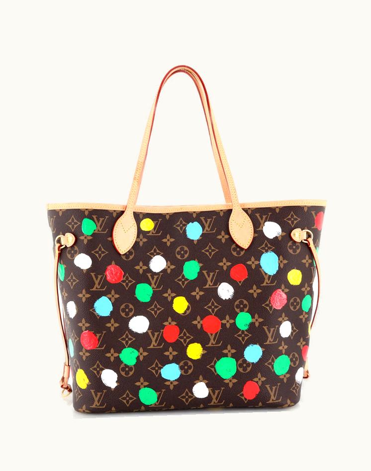 Louis Vuitton Louis Vuitton Neverfull NM Tote Yayoi Kusama Painted Dots Monogram Canvas MM in Brown and Red