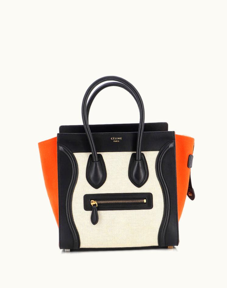 Celine Celine Tricolor Luggage Bag Canvas And Leather Micro - Black/Multicolor/Neutral/Orange
