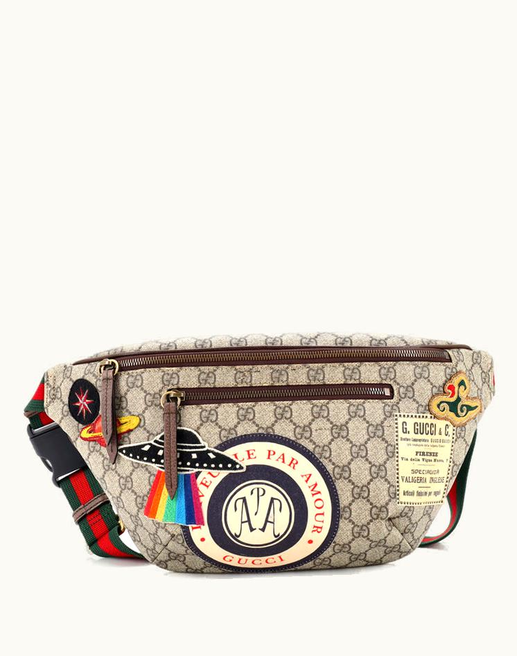Gucci Gucci Courrier Zip Belt Bag GG Coated Canvas With Applique Brown