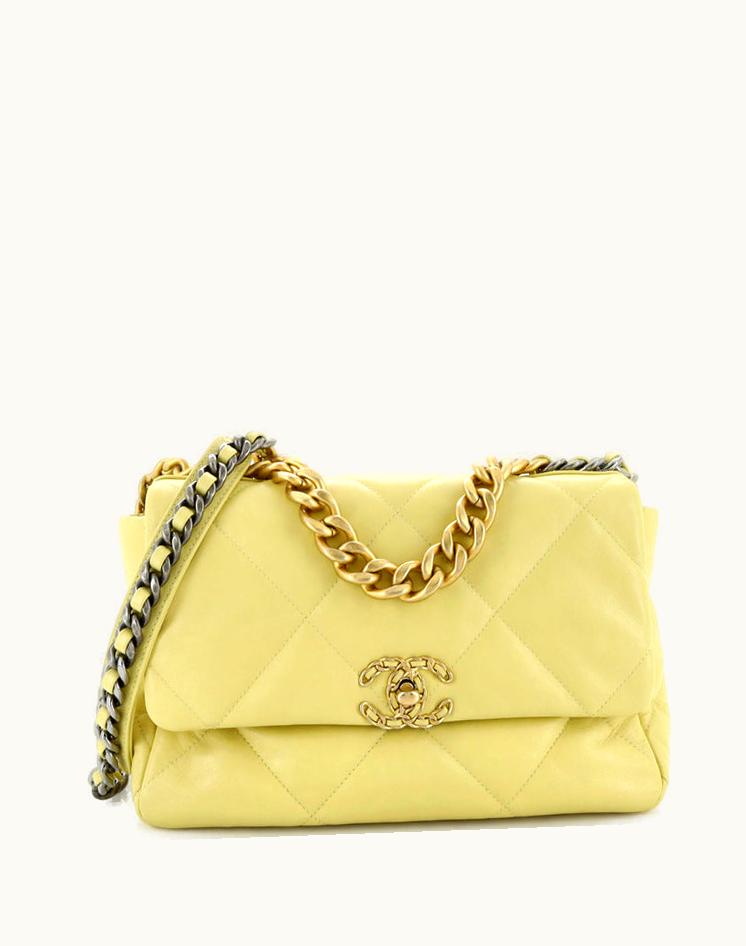 Chanel Chanel 19 Flap Bag Quilted Leather Large Yellow
