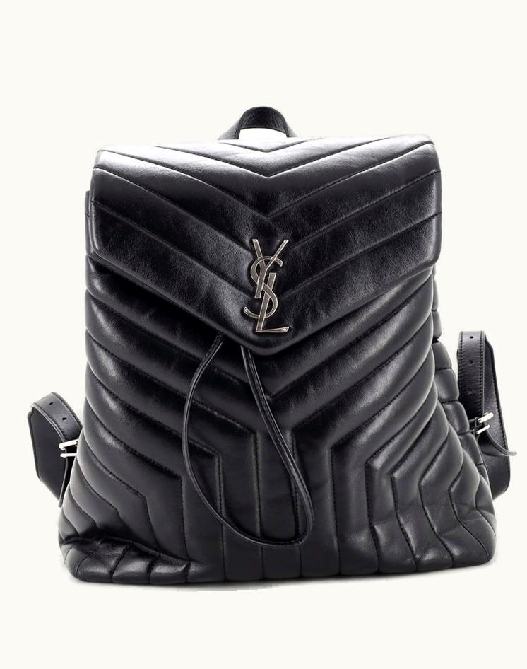 Saint Laurent Saint Laurent Loulou Backpack Matelasse Chevron Leather Medium Black