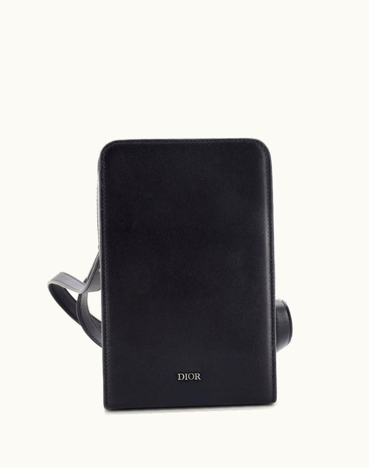 Dior Dior Ultra Messenger Pouch Leather Vertical Black Gun Metal