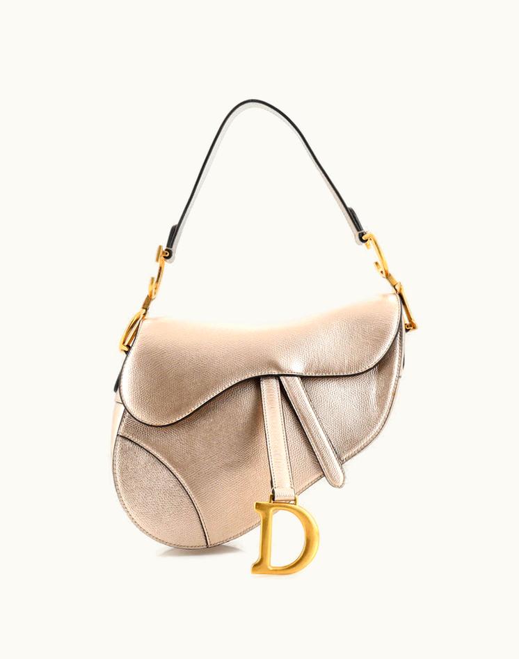 Dior Christian Dior Saddle Handbag Leather Medium Gold Aged Gold