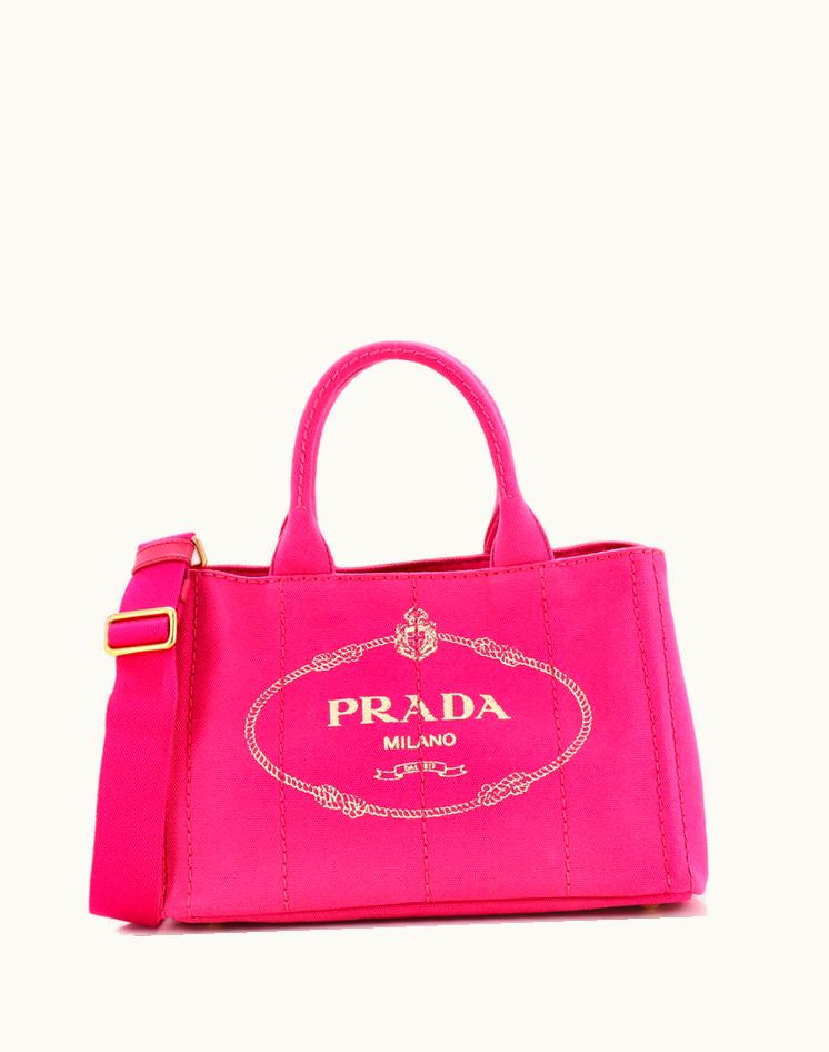 Prada Prada Canapa Convertible Tote Canvas Mini Pink Gold