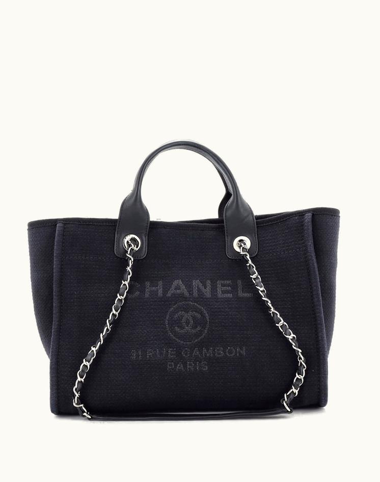 Chanel Chanel Deauville NM Tote Small Plain Canvas Silver